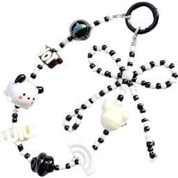 DECOR WHIZ Pompom Lanyards for Women Universal Phone Pearl Lanyard chain Mobile Chain Beads with Charms, Phone Pendant Wrist Strap Compatible with Most Cell Phones Mobile Case Purse Key-image-87