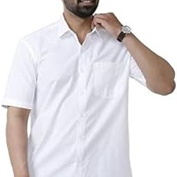Men's Khadie Cotton Half Sleeves Plain Solid Casual Shirt-image-95