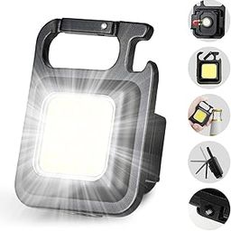 Venall Rechargeable Keychain Mini Flashlight with 4 Light Modes,Ultralight Portable Pocket Light with Folding Bracket Bottle Opener and Magnet Base for Camping Walking-5