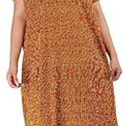 Cotton Floral Printed Nighty, Short Sleeves, Round Neck Night Gown, Loungewear for Women-image-89