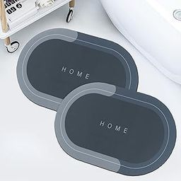 Story@Home Bathroom Mat Set of 2, Anti-Skid Nappa Leather Bathroom mats Water soak, 60x40 cm, Navy Blue Solid Design, Kitchen Accessories Items for Home & Bathroom, Perfect Home Decor Items for Hall-10