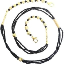 Traditional Black and Gold Plated Mangalsutra Chain Necklace, Multi-Strand Design-image-0