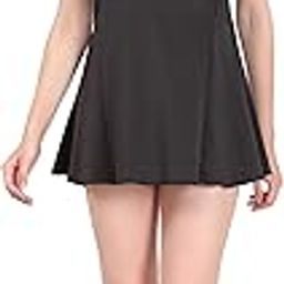 Black A - Line One Piece Swimwear/Swim Suit with Attached Bottom for Women and Girls-picture-45