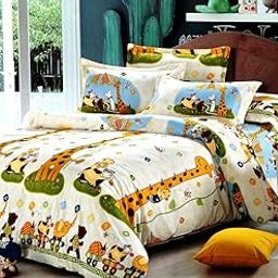 SHIVI CREATION Prime Collection 200 TC Kids Printed Glace Cotton Double Bedsheet with 2 Pillow Covers (Multicolour, 90 x 100 Inch) - Multi Animals-picture-23