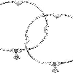 Women's 925 Sterling Silver BIS Hallmarked Antique Oxidized Anklet Fish With Box Chain-image-50
