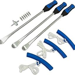 NEIKO 20601A 14.5 inch Steel Tire Spoon Lever Iron Tool Kit | Professional Tire Changing Tool for Motorcycle, Dirt Bike, Lawn Mower | 3 pcs Tire Spoons | 3 Rim Protector | Valve Tool | 6 Valve Cores-17