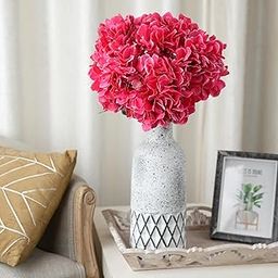 Interiors & More 5 Heads Hydrangea Beautiful Artificial Flower Bunch Bouquet Home Decor Without Vase (Dark Pink)-image-1