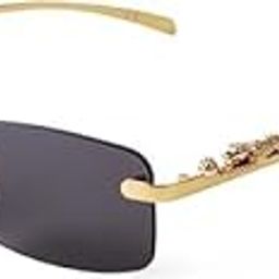 Desire MC Stan Rimless Rectangle Sunglasses for Women Men,Trendy Metal Frameless Square Sun Glasses-image-93