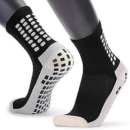 Non-Slip Athletic Sport Socks for Men & Women – Crew Length Grip Socks with Cushioned Sole – Ideal for Football, Yoga, Cricket, Rugby, Free Size-image-93