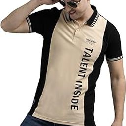 Men's Vertical Cut and Sew Polo T-Shirt, Half Sleeve, Regular Fit, Colour Block Design-image-41
