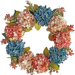 CALANDIS™ Hydrangea Wreath Large Rustic 40cm Spring Wreaths for Front Door Party Porch | Floral Dacor | Home Dacor-image-49