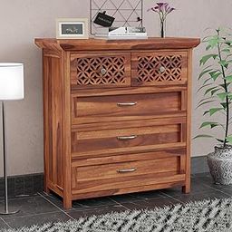 BANSHI WOOD FURNITURE Home Furniture Sheesham Wood Chest of Drawers 5 for Living Room || Sideboard Cabinet Storage || Kitchen Cabinet || Bedroom Hall Home Office Furniture, (Natural)-13