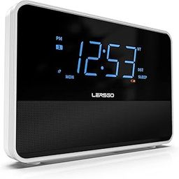 Alarm Clock Radio Bluetooth V5.0 Speaker with HD Sound and Bass,Blue Display with Dimmer,Alarm,Snooze,Sleep Timer,Adjustable Volume, Clock for Bedroom with USB Charging Port-picture-5