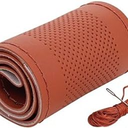 ROYALTECH Universal Car PU Leatherite Steering Cover Sewable (Pack of 1 with Sewing Needle and Thread) (TAN)-image-3