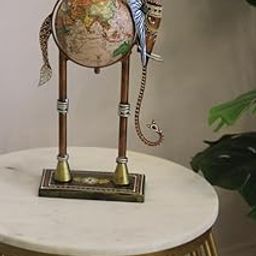 KREATIVE HOUSE Metal Elephant Shaped Figurine with Antique 5 Inch Globe | Handmade Decorative Tabletop Showpiece Statue Gift for Living Room, Bedroom, Office Desk and Home Decor (Multicolor)-image-68
