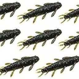 UJEAVETTE 2x8Pcs Soft Fishing Lures Professional Lifelike Worm Grub Jig Artificial Lures Black Green-image-56