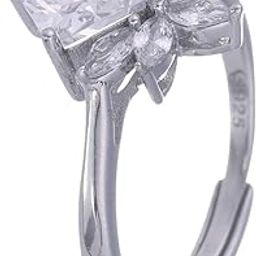 MELANO Pure 925 Sterling Silver Princess Solitaire Finger Ring With Adjustable Band & 925 Hallmark | Gift for Women Wife Girls | Multiple Design Options(Silver)-image-41