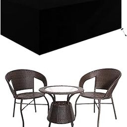 Polyester Indoor Outdoor Table Cover, 2-Chair 1-Middle Patio Dust Waterproof Covers Garden Furniture Balcony|Living Room Table Set Cover (Black)-picture-12