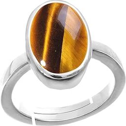 7.25 Ratti Natural Tiger Eye Silver Ring Original Certified Tiger’s Eye Ring Oval Cut Gemstone Astrological Silver Plated Ring-image-24