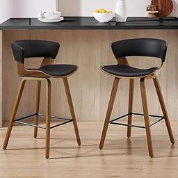 My Art Design - Set of 2 Chairs Bent Plywood Breakfast Bar & Kitchen Stool Chair for Home, Cafe, Retaurant & Office (2 Chair) (Wooden)-3