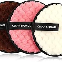 3 Colors Makeup Remover Pads | Reusable Rounds Soft Facial Cleaning Puffs | Double-Side Washable Make Up Removing Cloth | Microfiber Multi-Function | Multicolor-7