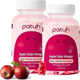 PATUH HEALTHCARE Apple Cider Vinegar Gummies for Women & Men | 100% Vegetarian Formula | Supports Weight Loss, Detox & Gut Health | Sugar-Free ACV Gummies | Red Apple Flavour | Pack of 2-17