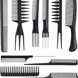 MF® Professional 10-Piece Heat-Resistant Anti-Static Hair Styling Comb Set, Black, Unisex, Adults, All Hair Types, Plastic, For All Ages, Genders, Professionals, Personal Use.-image-56