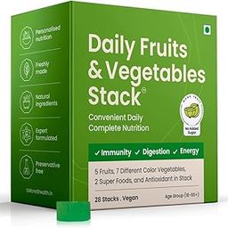 Daily Fruits and Vegetables Stack | Boost Energy & Strengthen Overall Immunity | Enriched with 7 Fruits & 7 Vegetables (i.e 14 Natural Ingredients) | No Added Sugar | 28 Vegan Stacks-10