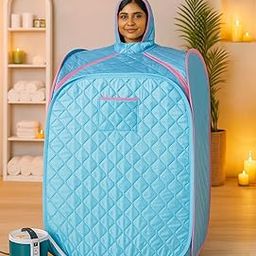 Kawachi Foldable Steam Sauna Bath with Remote Heat Resistant Cabin for Home and Beauty Spa I03-(Sky Blue)-image-72