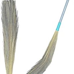 UMD Round Dustfree Natural Grass Broom with Metal Handle (Anti Rust Coated), Round White Grass Jhadu for Floor Cleaning, Sweeping, dusting, Home, Office Pack of 1 (2)-image-4