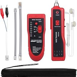 MOOCCI Cable Tracer Ethernet Network Cable Tester RJ45 RJ11 - Wire Toner Tracker CAT5 CAT6 Continuity Tester - Tone Generator and Probe Kit Telephone Line Circuit Finder Locator Detector Tool - Red-2