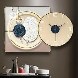 Amazon Brand - Umi Tempered Glass Wall Art Painting Photo Frame with Crystals Silent Stylish Decorative Home Decor Wall Clock for Living Room Bedroom Home Decoration Housewarming Gift (UC-54173)-image-43