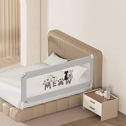 Kids Station Bed Rail Guard for Kids & Toddler Safety (6ft x 2.6ft), 180cm x 80cm, Baby Safety, Adjustable Height, Foldable Safeguard for Baby Proofing King Size Bed (6'0", 1 Side, Grey)-image-41