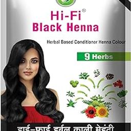 Hi-Fi Natural Shine Henna Hair Color, 9 Herbs Blend | Reduced Hair Fall & Hair Damage | Shine & Nourish Hair | Free from Ammonia Nourishes & Strengthens Hair, Easy to Use Natural Hair Colour for Women & Men 45gm (BLACK, 45GM (PACK OF 3))-image-20