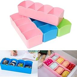 REDSKY Plastic 5 Grids Storage Box Organizer & Divider Box | Set of 4 (Multi Colour) | for Desk Organizer for Office Stationary-006-image-97