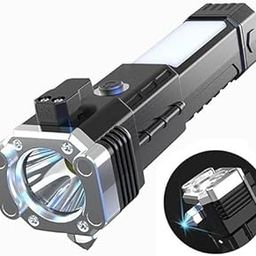 MeeTo Multipurpose Portable 3W Rechargeable Torch,LED Flashlight Long Distance Beam Range, Hammer And Strong Magnets, Window Glass, Seat Belt Cutter 4 Modes For Camping Hiking Indoor Outdoor Pack of 1-41