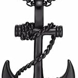 Valentine Black Pendant for Boys man boyfriend Pendants for Men Pendent with Chain Stainless Steel Anchor Pendant Chain for Men Jewellery Men Birthday Gift gents Anniversary Gift for Husband-14