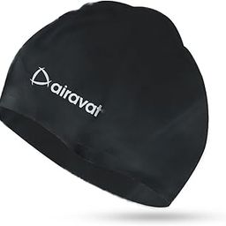 Airavat Basic Swim Cap, 001 Silicone Swim Cap, Comfortable Bathing Cap Ideal for Curly Short Medium Long Hair, Swimming Cap for Women and Men (Black)-image-13