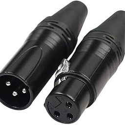 fdealz® [ 2 Pieces ] 3 Pin XLR Microphone Plug Audio Cable Connector Male & Female, XLR Male DIY Soldering Connector + XLR Female DIY Soldering Connector-image-71