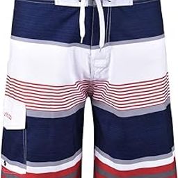 Men's Quick Dry Classical colorful Striped Print Climbing Beach Board Shorts Red-30-image-16