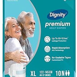 Dignity Premium Adult Diapers Tape Style - 10 Count (Extra Large) with Extra Absorbent Core, Wetness Indicator, Waist Size 48" - 57", 10 Pcs/Pack (Pack of 1)-image-16