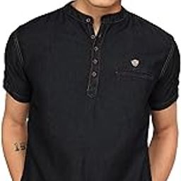Men's Tailored Fit Short Denim Kurta | Kurta Shirt for Men-image-27