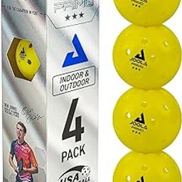 JOOLA Primo Pickleball Balls - 4 Pack of 3 Star Tournament Indoor and Outdoor Balls - USAPA Approved - Ideally Weighted and Precision Crafted 40 Hole Design Official Size-29