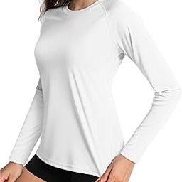 Women's Long Sleeve T-Shirt. UPF 50 Sun Protection Quick Dry Lightweight Summer Rash Guard Tee Shirt for Hiking Fishing Swimming (White)-image-76