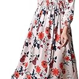 Women's Floral Printed Crepe Dress with Full Lenth Full Sleeve Floral Pattern and Fit & Flare Style | Beach Tipe Dress-image-40