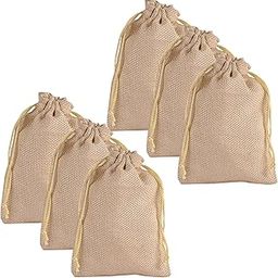 Potli | Wedding Potli | Drawstring Closure Potli | Wallet Potli | Christmas Gift Potli | Baby Shower Potli | Traditional Shagun Potli | 7x9 Inch | Medium | Pack of 6 | Golden-11