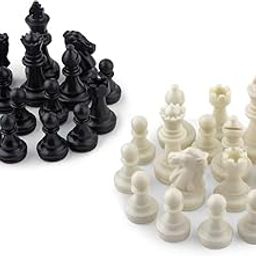 Royaldeals 32 Chess Pieces Only Magnetic Plastic Peices 16 Black and 16 White Peices-28
