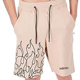 Men's Casual Cotton Regular Shorts, Workout Shorts, Elastic Waist Running Shorts with Pockets Flame Printed-image-64