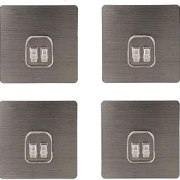 Oslen Magic Plastic Adhesive Sticker for Bathroom Wall Self Corner Shelves for Bathroom Wall Self Corner Shelves, Silver, (Pack of 4)-5