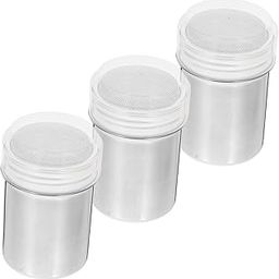 GLEAVI 3pcs Stainless Steel Sugar Shaker Lids Reusable Flour Duster Cocoa Shaker for Baking and Beverage Preparation Stainless Steel Design-image-69
